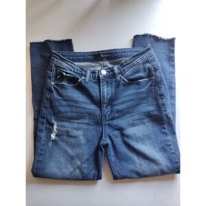 KanCan Distressed Ankle Skinny Jeans Dark Wash Denim Frayed Hem‎ Women's